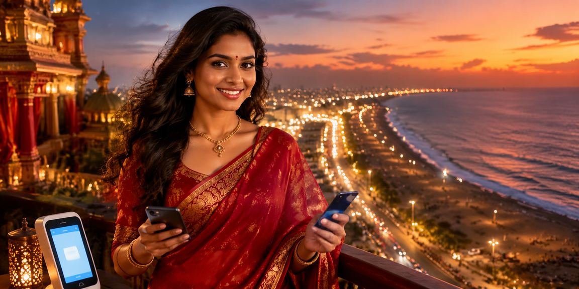 Mobile player using payment app at Chennai